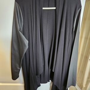 Torrid Black Cardigan with Faux Leather Accents
